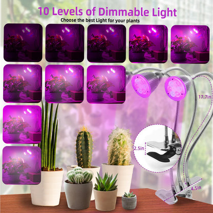 CFGROW Small Led Grow Light, Desk Clip LED Plant Grow Lamp 21W with 3pcs 360° Flexible Goosenecks for Indoor Office Home Garden Greenhouse Table Plants Growing Lighting