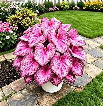 Caladium Seeds, Elephant Ear, 500+ Perennial Plant Seeds, Stunning Colorful Heart-Shaped Leaves - Fast Growing, for Pots, Planters, Gardens & Landscaping (Purple)