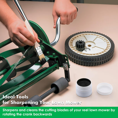 Dunkive Compound Sharpening Kit, Reel Lawn Mower Sharpening Kit Compatible with Great States and American Lawn Mower Manual Push Lawn Mowers, Includes Back Lapping Crank, Compound and Brush