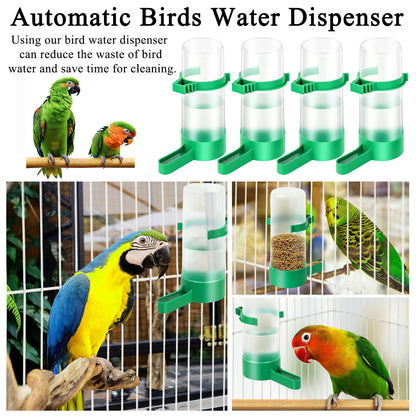 Lamoutor 4Pcs Bird Water Feeder Plastic Drinker Feeder Water Clip for Parrots Budgie Cockatiel Lovebirds
