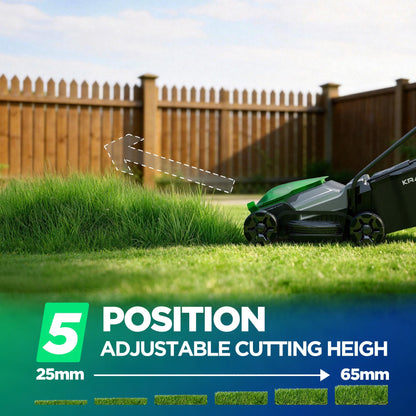Kraftsense 14" Cordless Lawn Mower, 40V Lightweight Push Mower with 2×5.0Ah Battery, Ultra-Quiet Motor for Small Yards, Lawn Care, Backyard Maintenance