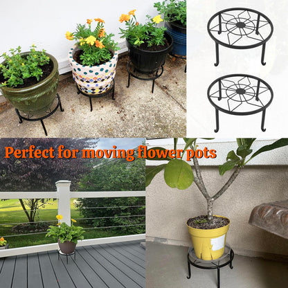 Yiksonyo 4 Pack 9 Inch Black Metal Plant Stand, Heavy Duty Outdoor & Indoor Plant Stands, Rustproof Wrought Iron Pot Stand for Garden, Patio, Balcony.
