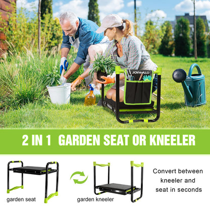 joyhalo 10.9 inch Wider Foldable Garden Kneeler and Seat Heavy Duty, Gardening Stool with Extra-Thick Kneeling Pad, Garden Bench for Kneeling and Sitting, Gardening Gifts for Women