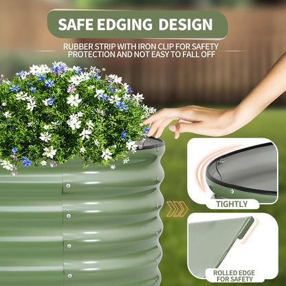 Permade Galvanized Raised Garden Bed Outdoor- 2 Pcs Raised Beds for Gardening| Metal Planter Box, Steel Raised Garden Bed Kit with Gloves for Vegetables, Flower, Herbs (4x2x1.4FT, Green)