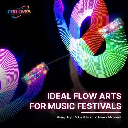 POILOVES LED Poi Stick, 241 Light Modes USB Rechargeable Magic Glow Stick with Customizable Colors, Profound Visual Effect for Flow Arts Rave Festival Performance