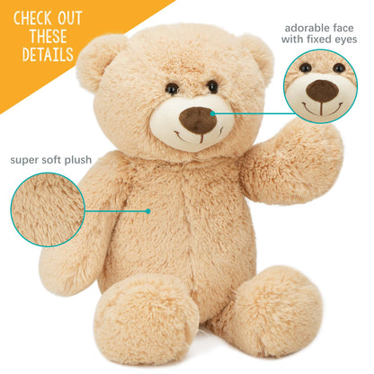 BenBen Teddy Bear Stuffed Animal, 18 inch Brown Stuffed Teddy Bear Plush Toy, Soft Plushies Gifts for Baby Shower, Easter Decorations