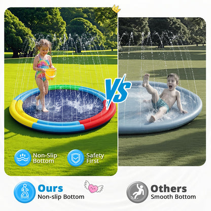 Large Splash Pad for Kids & Dogs, 78” Sprinkler Splash Pad with Dual Spray Tubes, Thick Non-Slip Water Play Mat for Backyard, Summer Outdoor Water Toys for Toddlers & Family
