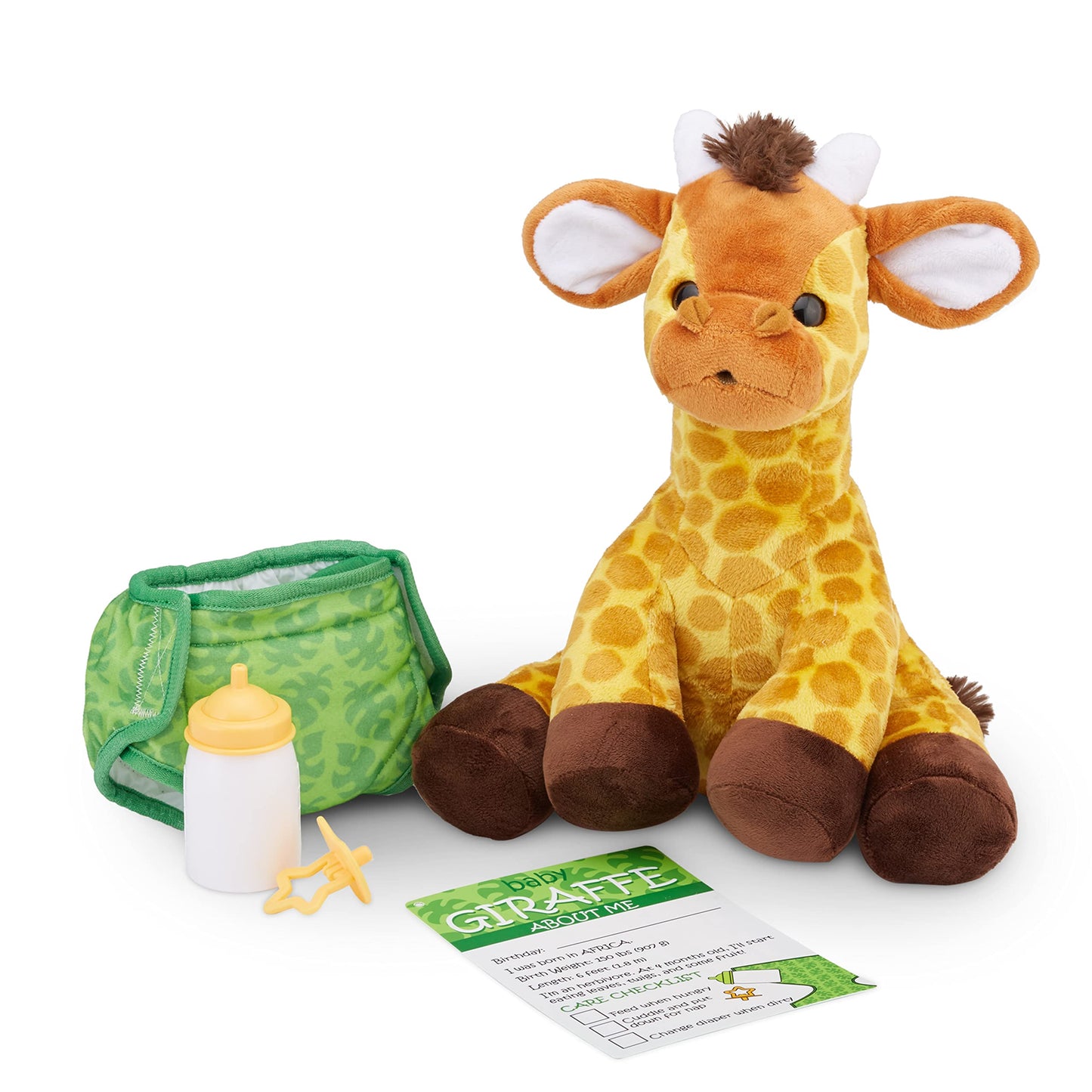 Melissa & Doug 11-Inch Baby Giraffe Plush Stuffed Animal with Pacifier, Diaper, Baby Bottle Toddler Animal Toys Ages 18+ Months