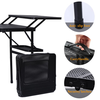 Nice C Camping Table, Compact Folding Table, Tailgate Grill Table, Outdoor Tables, Camping Tables That Fold Up Lightweight, with 4 Side Tables & Mesh Net for BBQ, Camping