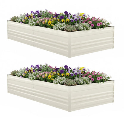 WORKPRO 2PK 7.5x4x1ft Outdoor Galvanized Raised Garden Bed, Rust-Resistant Planter Raised Beds for Vegetable, Flowers, Herbs, White