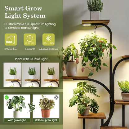 Apicizon 8-Tier Plant Stand Indoor with LED Grow Lights - Sturdy Shelf for Plants, Flowers & Succulents | 62'' Tall Flower Holder & Dimmable Lights | Modern