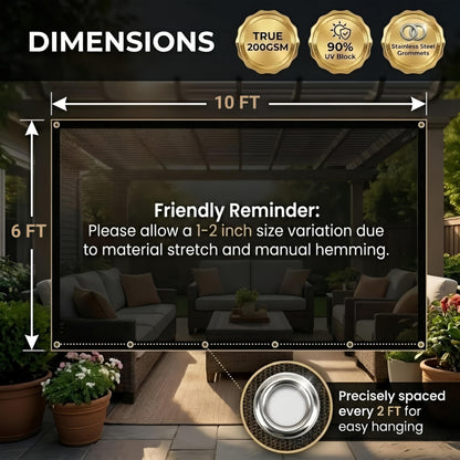 FAIR WIND 90% Sun Shade Cloth with Improved Grommets 6' x 10' Outdoor Sun Screen Fabric Cover for Patio Garden Pergola Canopy - Mocha