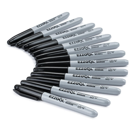 Ezzgol Permanent Markers Bulk, 150 Pack Fine Tip Black Permanent Markers, Waterproof Markers, Premium Smear Proof Pens, Quick Drying, Office Supplies for School, Office, Home