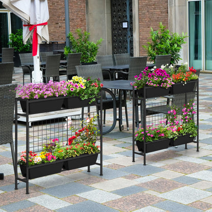 OYEAL Raised Garden Bed 32" Tall Elevated Planter Boxes with Trellis & Legs, Vertical Herb Garden Planter Outdoor for Gardening, Vegetables, Flowers, Herbs, Backyard, Black