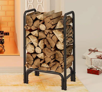 Kingson Firewood Rack Log Holder for Indoor Outdoor Fireplace Black Detachable Firewood Storage Log Storage Holder