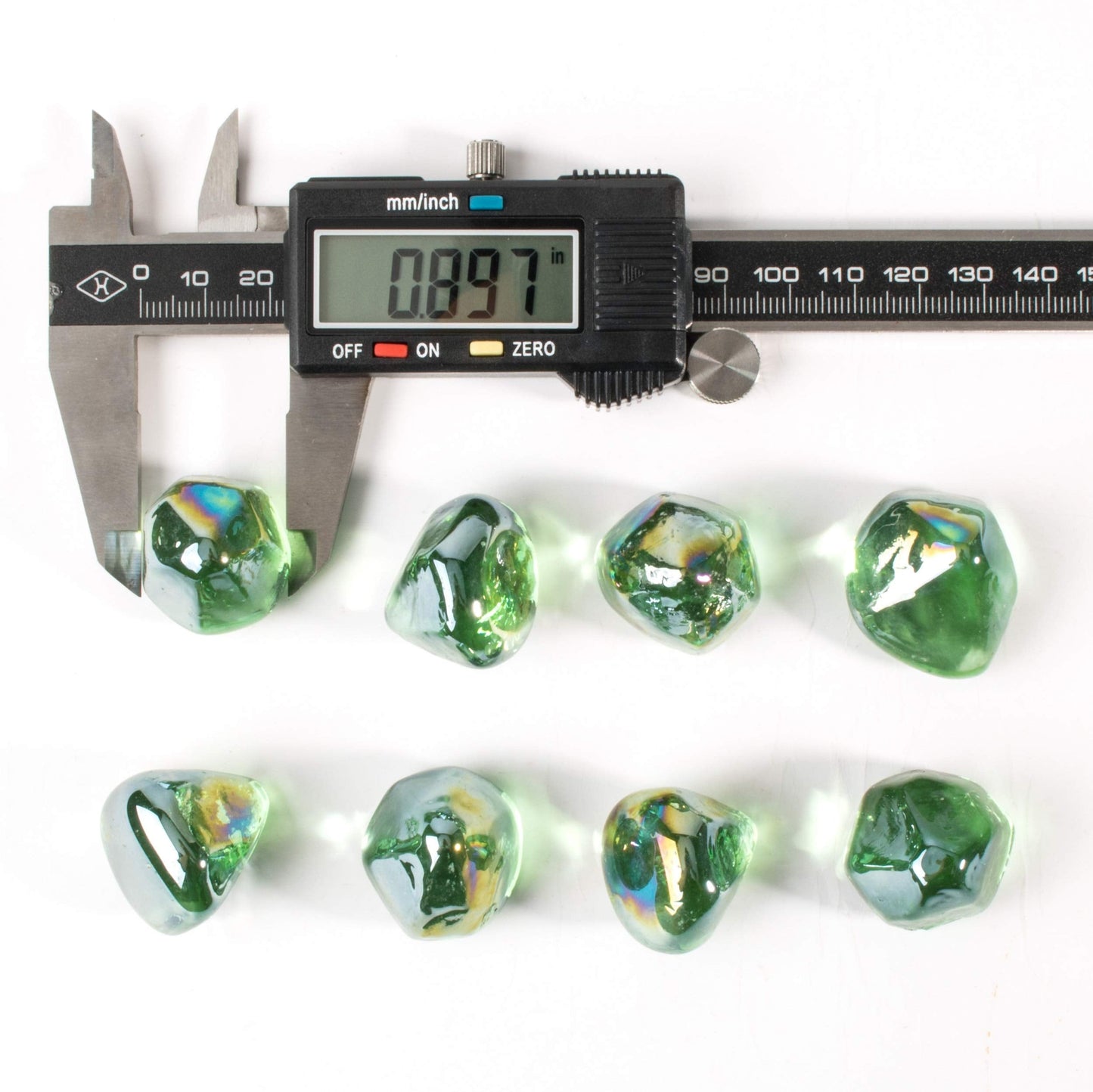 Chilli Cosmos Fire Glass Diamond 1 InchFire Pit Glass Rocks for Propane or Gas Fire Pit 10 Pounds Emerald Green(Gift Package)