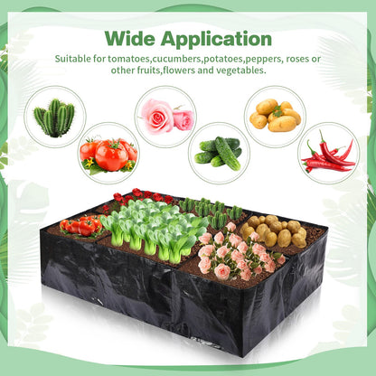 6 Pcs 35 Gallon Fabric Raised Garden Bed Breathable Planting Container Grow Bag with 6 Compartments Rectangle Large Raised Planting Bed for Vegetable Tomato Herbs Potato Fruits Flower Planter Pot
