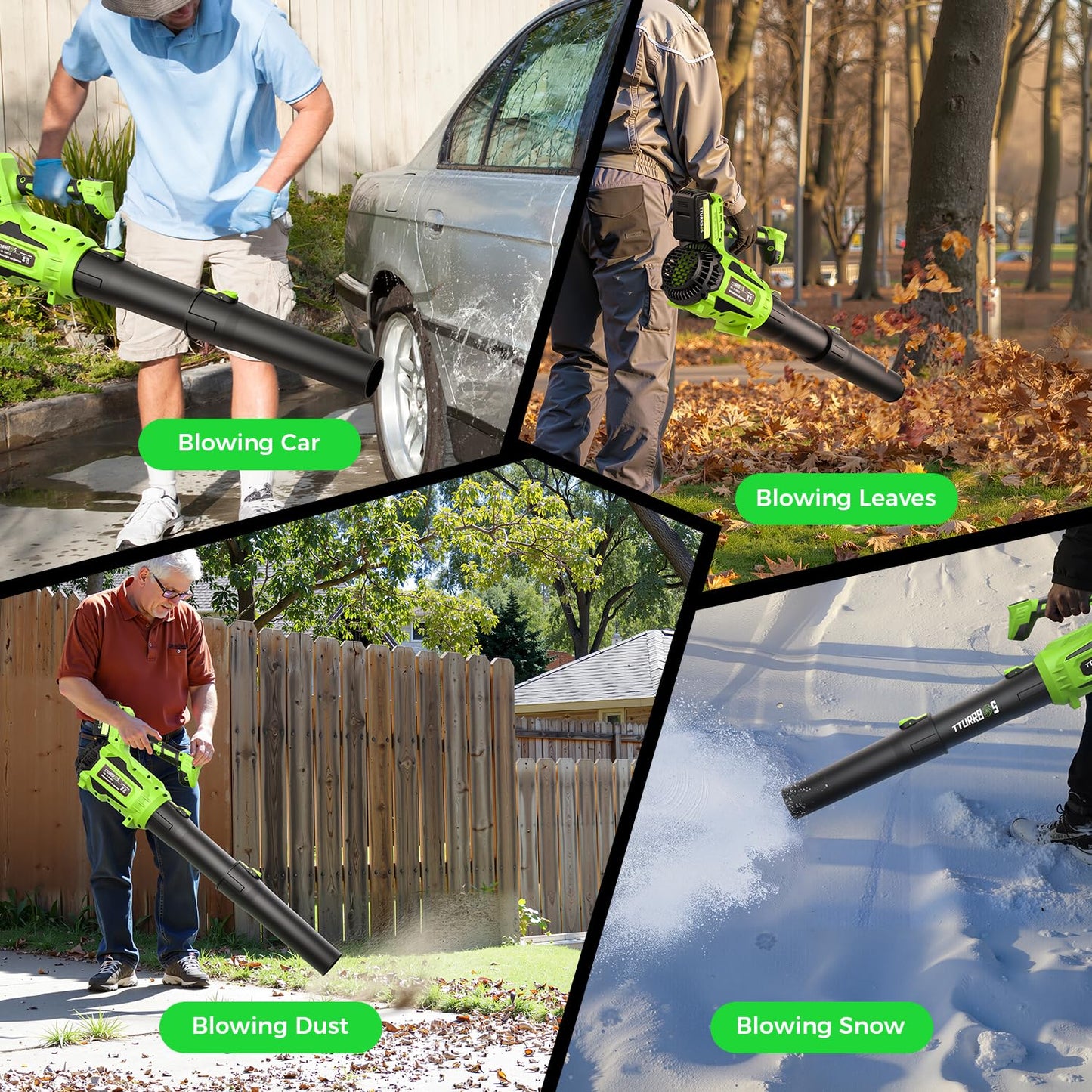 Leaf Blower Cordless, 650CFM Electric Leaf Blower with 2 x 5.0Ah Batteries and Charger, 6-Speed Modes, Brushless Motor, Powerful Blowers for Lawn Care, Yard, Patio, Dust, Blowing Leaves