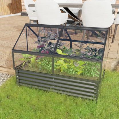 Raised Garden Bed with Greenhouse Cover, 68.7"x45"x51.5" Large Elevated Planter Box, Mini Greenhouse, Outdoor Standing Garden Bed for Vegetables, Herbs, Flowers on Patio, Balcony, Backyard