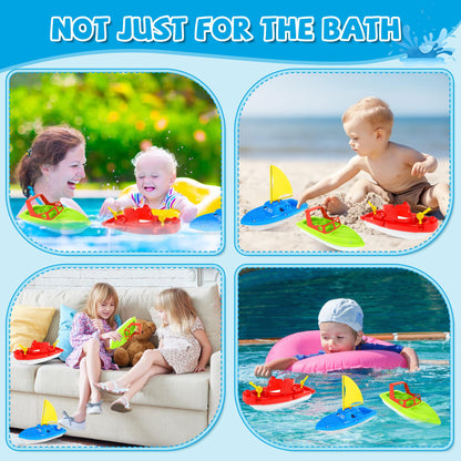 Boat Bath Toys, 3 PCS Toddler Pool Toys for Water Play, Plastic Toy Boats for Toddlers 1-3, Kids Ages 3-5