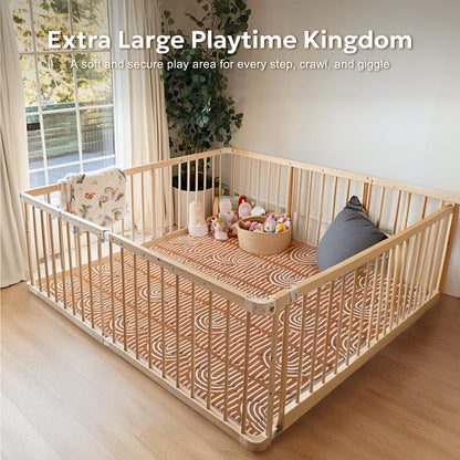 Mallify Soft Thicker Baby Mat for Floor 71"x59", Extra Large Baby Play Mat, Non-Slip Playpen Mat, Easy to Clean & Portable Playmat, Crawling Mat for Babies Toddlers, Activity Mat, Rainbow, Brown