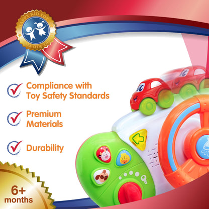 HAP-P-KID My First Baby Stroller Toy, Toddler Steering Driving Wheel, Car Seat Educational Learning Driver Toys, Pretend Drive Dashboard, Infant Baby Preschool Gift 6 7 8 9 10 11 12 Month 1 Year Old