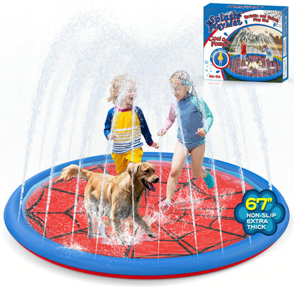 Non Slip Splash Pad for Kids and Dogs, 67'' Extra Large Splash Pad Outdoor Sprinkler for Kids, Dog Water Summer Toys Outdoor Toys for Toddlers 3-5 Ages 4-12
