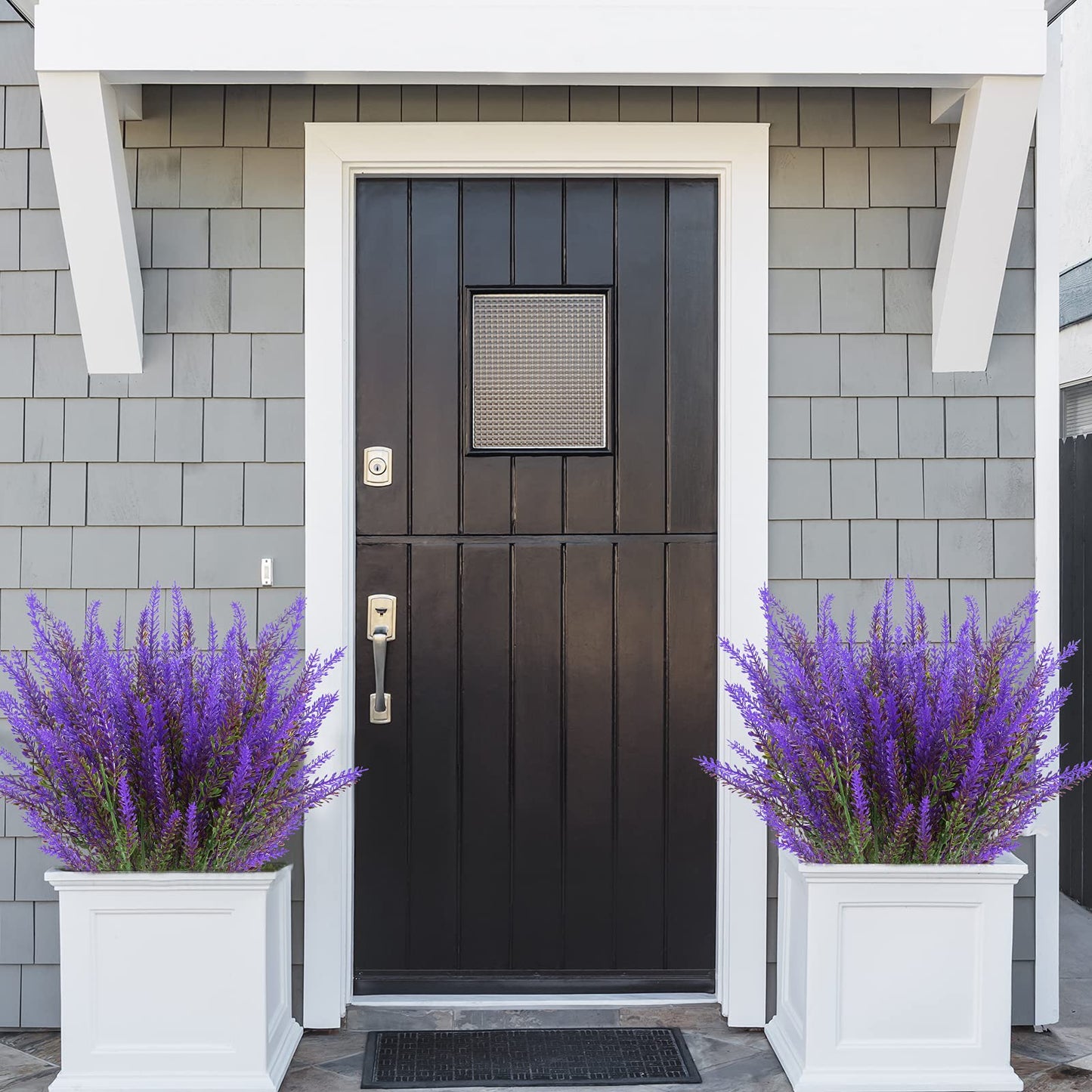 ZEOSTARO Artificial Lavender Flowers 12 Bundles Outdoor UV Resistant Fake Flowers No Fade Faux Plastic Plants Garden Porch Window Box Decorating (Purple)