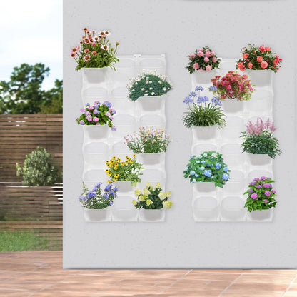 Eapmic Vertical Wall Planter with 36 Pots, Hanging Garden Plant Flowerpot Holder, Stackable Wall-Mounted Planter, Balcony Planters for Flowers Vegetables Fruits (White, 36 Pots)