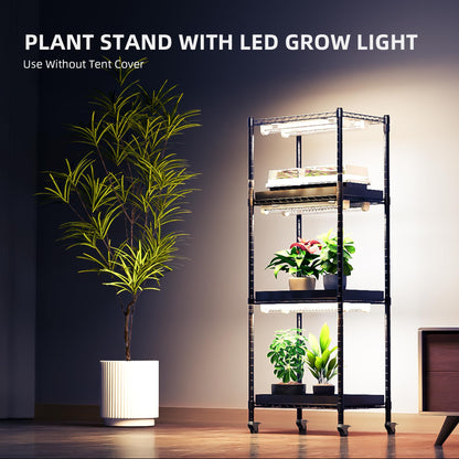 Spider Farmer 2025 Plant Stand with Grow Light, 4-Tier Rack 6Pcs 12" Full Spectrum 5000K LED Grow Lamps and Tent Cover Height Adjustable Small Greenhouse for Seedling Plant Indoor 16Lx12Dx47H (Update)