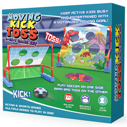 Ocditikl 2-in-1 Moving Kick Toss Games for Kids Ages 4-12, Light Up Hover Soccer Ball with Animal Bean Bag Toss, Indoor Outdoor Birthday Toys for 4 5 6 7 8 9 10 11 12 Year Old Boys Girls