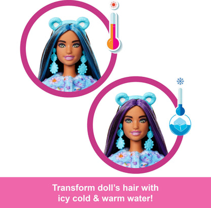 Barbie Cutie Reveal Care Bears Doll & Accessories, Series 2 Dream Bright Bear with 10 Surprises Including Color Change & Mini Bear