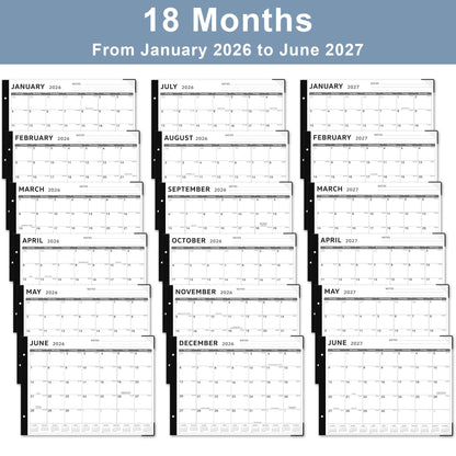 Desk Calendar 2026, KOPEESY 22" x 17" Large Desk Calendar, 18 Mouths From January 2026 to June 2027, Desktop Calendar with Notes and Thick Paper for Home, Office and School