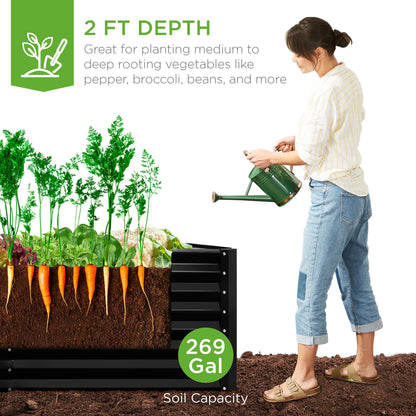 Best Choice Products 6x3x2ft Outdoor Metal Raised Garden Bed, Deep Root Box Planter for Vegetables, Flowers, Herbs, 269 Gallon Capacity, 100% Non Toxic Materials - Black