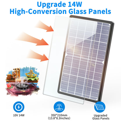 AISITIN 14W Rechargeable Solar Fountain with 4400mAh Battery, LED Colorful Lights, Remote Control & Superior Solar Glass Panels, DIY Solar Powered Water Fountain Pump for Bird Bath, Pond