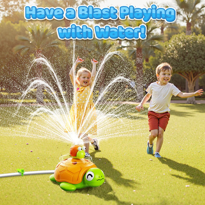 4-in-1 Turtle Water Sprinkler Toys for Kids - Summer Oudoor Toy with Baseball Ringtoss Tubes - Outside Yard Lawn Backyard Park Garden Pool Games for Age 3 4 5 6 7 8 Year Old Toddlers Boys Girls Gifts
