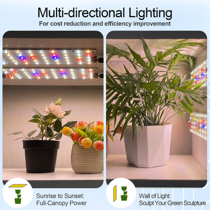 DOMMIA Grow Lights, 40W Linkable Grow Lights for Indoor Plants Full Spectrum, 6/12/16h Timer, Dimmable Ultra-Thin Plant Lights for Indoor Growing, Pinkish White, 1-Set