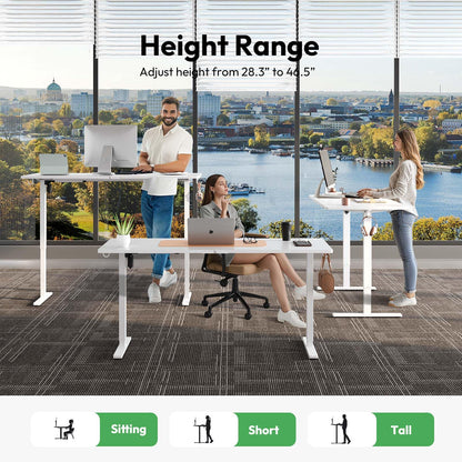 Gamork Electric Standing Desk with Drawers,55x24 inches Height Adjustable Sit-Stand Desk with Storage Shelf,3 Preset Heights,Equipped with Hooks,Ergonomic Gaming Table for Home and Study，White