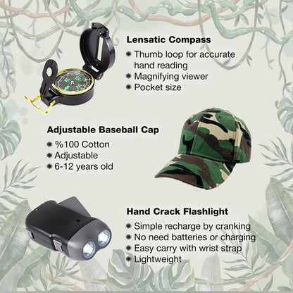 Nature Exploration Gear - Outdoor Adventure Kit with Walkie Talkies for Kids - Camping, Hiking, Backyard Toys - Creative Play Set for Boys and Girls