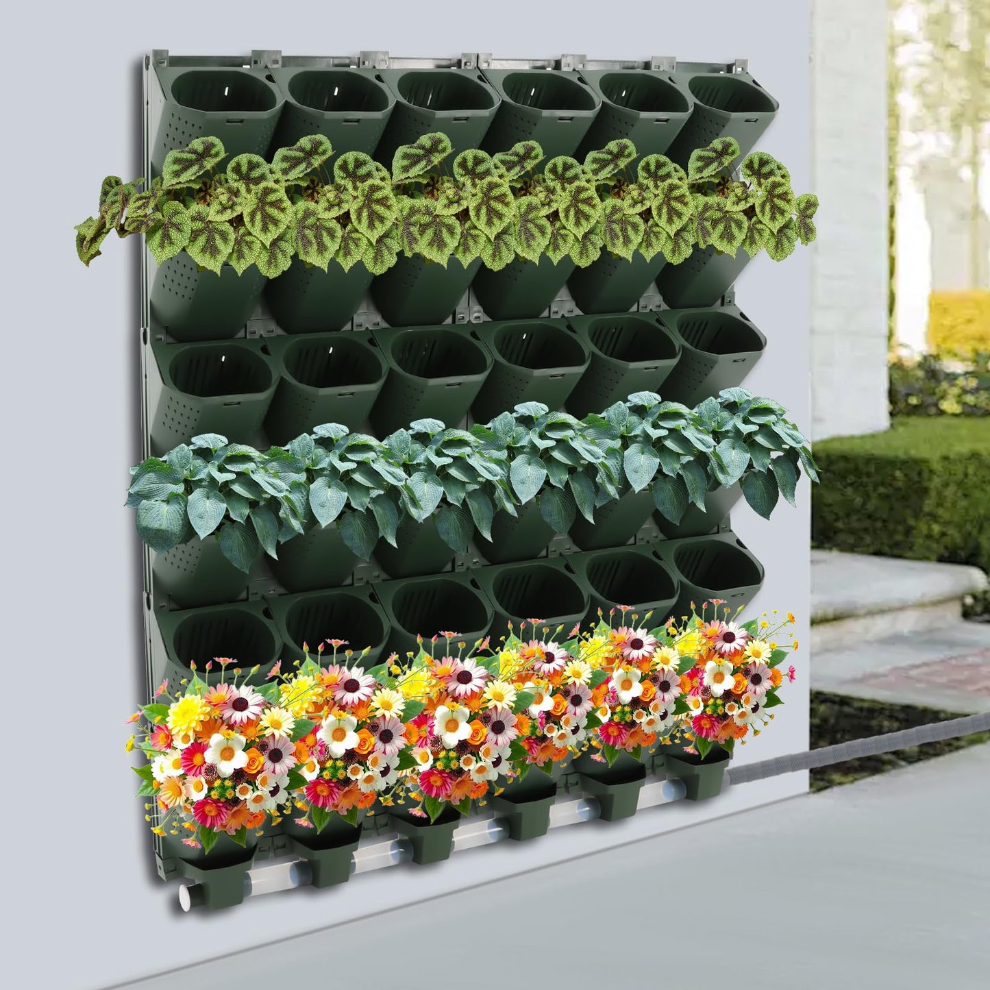 Eypkaol Opjceux 36 Pockets Wall Mounted Vertical Garden Planter, Wall Mounted Self-Watering System with Timer, Automatic Drip Irrigation Kit for Indoor Outdoor Balcony, for Veggies Fruits Flowers