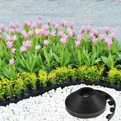 Sasylvia 2'' x 200' Landscape Edging Kit Edging Border Coil Include 120 Anchoring Spikes 10 Connectors Plastic Garden Border for Lawn Garden Grass Yard Home(Black)