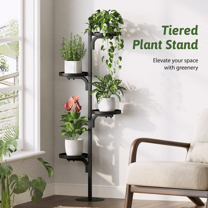 GENTINGBRO Corner Plant Stand Tall Plant Shelf Indoor Tiered Flower Stand For Multiple Pots Metal Rack For Living Room Bedroom Balcony Black