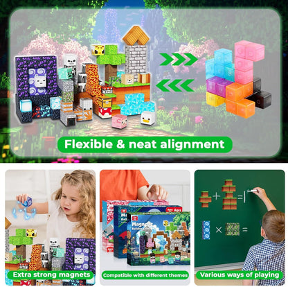 Magnetic Blocks - 150PCS Magnetic Building Blocks Cubes Adventurer, Magnet Toys for Kids Age 3+, Toy Building Set for Kids, Magnet Construction Easter Birthday Gifts for Boys Girls Age 4-8, 8-12