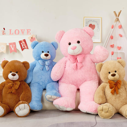 MaoGoLan Giant 59" Teddy Bear Stuffed Animal, Cuddly Large Classic Teddy Bear Plush Toy Valentines Day Gift for Girlfriend Boyfriend Kid, 5ft Pink Stuffed Animal for Birthday Gift Baby Shower Decor
