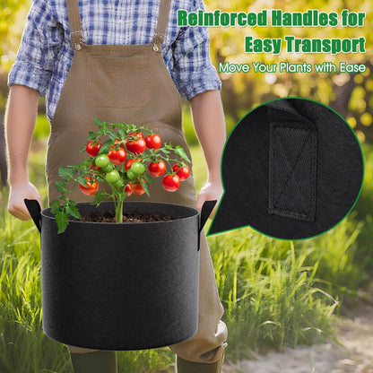 FEED GARDEN 10 Gallon Grow Bags 8 Pack – 300G Thickened Fabric Plant Pots with Reinforced Handles, Breathable Drainage Planters for Vegetables, Tomatoes, Herbs, Indoor & Outdoor Gardening
