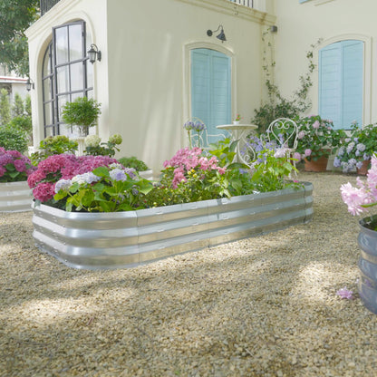 Colorfulbeetle Galvanized Raised Garden Bed Kit, Large Metal Raised Garden Beds for Vegetables, Galvanized Planter Raised Garden Boxes Outdoor (Silver)