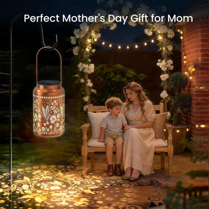 JEJOT Hummingbird Solar Lanterns Outdoor Waterproof, Mothers Day Gifts, Birthday Gifts for Women Mom Grandma,Metal Hanging Solar Lantern for Yard,Garden,Porch Landscape Deconrations-2 Pack