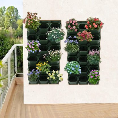 Eapmic Vertical Wall Planter with 36 Pots, Hanging Garden Plant Flowerpot Holder, Stackable Wall-Mounted Planter, Balcony Planters for Flowers Vegetables Fruits (Army Green, 36 Pots)