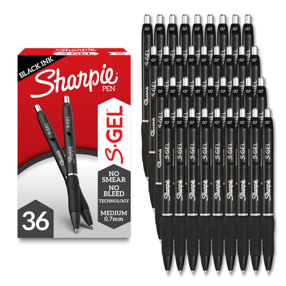 Sharpie S-Gel Pens, Medium Point (0.7mm), Black Gel Ink, 36 Count - Writing, Note-Taking, Office Supplies, No Smear, No Bleed