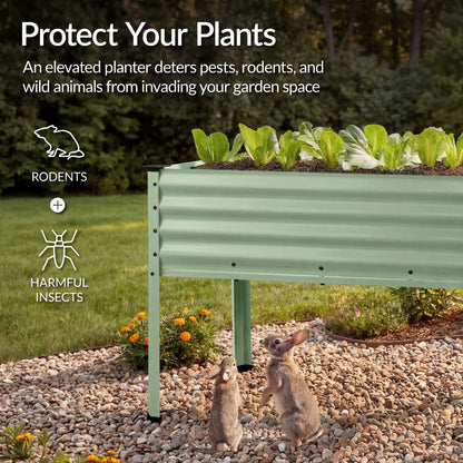 Best Choice Products 48x24x30in Galvanized Raised Garden Bed, Metal Elevated Planter Box, Vegetable Garden for Backyard, Patio, Balcony, 100% Non Toxic Materials - Sage Green